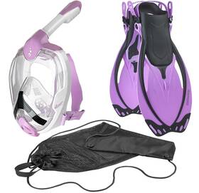 Phantom Aquatics 194773144549 Adult 180 Panoramic View Full Face Snorkel Mask Adjustable Snorkeling Fins