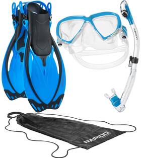 Phantom Aquatics 194773154456 Rapido Boutique Collection Italian Design Otimo Duo Tempered Lens Snorkel Mas