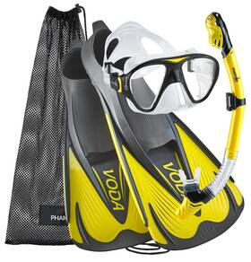 Phantom Aquatics 647732639117 Voda Full Foot Fin Snorkel Set Made In Italy 38 Yellow Mens Us 5-6 Eu 3
