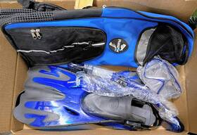 Phantom Aquatics 647732689365 Turtle Snorkel Set Blue M/l 9-12 Mask Fins Dry Mesh Bag