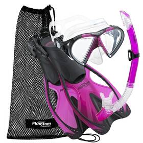 Phantom Aquatics 852672012283 Adult Speed Sport Fin Snorkel Set Pink Ml/xl Us 9-11 Eu 42-45