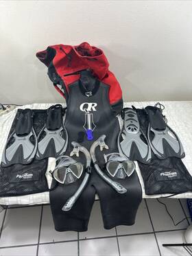 E00017 Phantom Aquatics Scuba Dive Snorkel-fins S/m And Lm/xl-masks-qr Suit Men Xl Bundle
