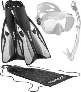 Fa6-wm19-ws26 Phantom Aquatics Frameless Snorkel Mask Fin Snorkeling Set