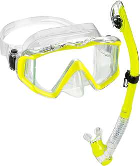 Paq3wmsc2-yl Phantom Aquatics Ultra Panoramic View Scuba Snorkeling Mask Dry Snorkel Set