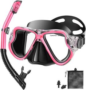 Piyazi 445047641640 Dry Snorkeling Set Panoramic Anti-leak Tempered Glass Lens Adjustable Strap