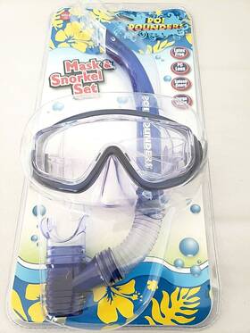 Pp-cad-11 Poi Pounder Clear/blue Swimming Diving Mask And Easy Flow Snorkel Set For Ages Adults 13