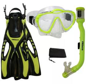 Db005 Promate Mk282 Sk680 Fn430 Snorkeling Diving Mask Dry Snorkel Fins Flippers Bag Gear Set Pre-owned