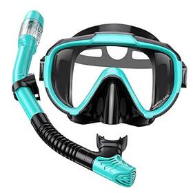 Ss2-lv Qingdaomingyuanbodianziyouxiangongsi Snorkel Set Adults Snorkeling Gear Anti-fog Panoramic View Swim Mask Dry Top