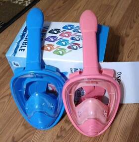 X0042rwxdl Qingsong Quiting Full Face Snorkel Set For Kids With Camera Attachment 2 Pieces Pink Blue X0042rwxdl Qingsong Quiting Full Face Snorkel Set For Kids With Camera Attachment 2 Pieces Pink Blue