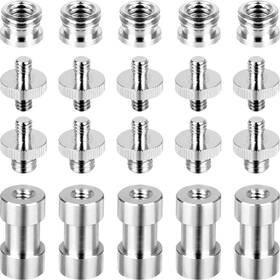 Mix-20p Sanchamy Camera Screw Set - 20pcs Tripod Adapter Mounts For 1/4 Inch To 3/8 Silver