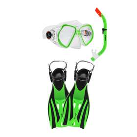 8500-lc Scaup Cascade Snorkeling Set For Kids - Diving Mask Snorkel And Swim Fins Kit