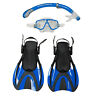 Scset-231-bl-md Snorkel Master Snorkeling Adult Mask Fins Set Blue 627154156478