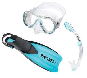0890030160433a Seac Sprint Dry Snorkeling Set Includes Fins Mask Snorkel With Gear Bag 2x-small