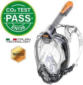 1700006001523a Seac Libera Full Face Mask Xs Black/orange Snorkel Combo