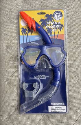 22019 Seasonal Supply Co New Swim Mask And Snorkel Set Blue Orange Clear One Size 22019 Seasonal Supply Co New Swim Mask And Snorkel Set Blue Orange Clear One Size