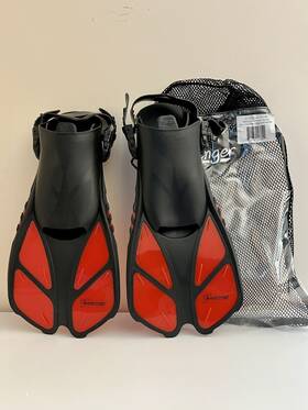 Seavenger 814632023890 Red Snorkel Swimming Fins Mesh Bag Set Combo Adult Unisex Size S/m