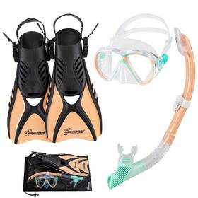 Seavenger 843167145364 Hanalei Anti-fog 4-piece Snorkeling Set Mint Cream Medium