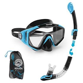 Seaview 180 Kradan Dry Snorkel Set. Wide View Panoramic Tempered Glass