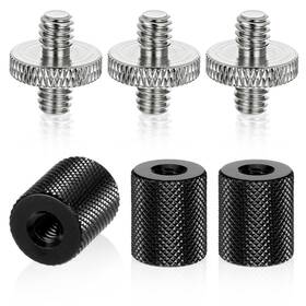Skrfren 5245shgl8679 6 Pack 1/4 Inch Threaded Tripod Screw Adapter Black Silver Camera Mount Set