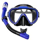 Ss2-lan Snorkel Set Adults Snorkeling Gear Anti-fog Panoramic View Swim Blue Black