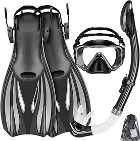 Snorkeling Gear For Adults Kids Mask Fins Snorkel Set With Panoramic View