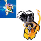 Snorkeling Gear For Kids Adjustable Fins Dry Snorkel Tempered Glass Lens Mask