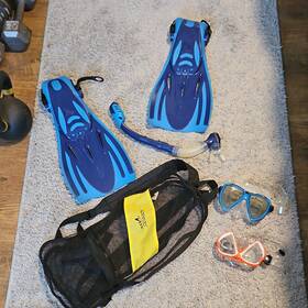 072110743 Speedo Dive Snorkel Set Adult With Carry Case Fins Mask