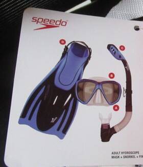 Speedo 196555348251 Dive Snorkeling Hydroscope Mask Fin Snorkel Set Adult Mens L/xl 9-13