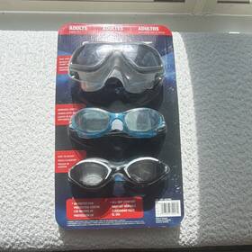 262098e Speedo Wide View Mask And Mirrored Lens Swimming Goggles Set Adults Ages 14
