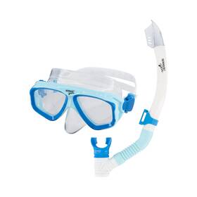 8-7530332457-1sz Speedo Ms Cool Blue Silicone Snorkeling Set Comfortable Mask And Splash Resistant Sn