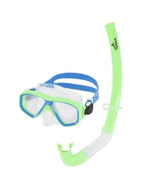 83208997 Speedo Kidsft Surf Gazer Ms Snorkel Set Soft Fit Ages 3 - 6 New Green Blue