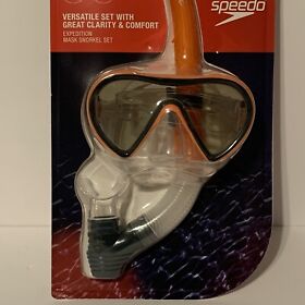 Speedo Adult Swim Dive Expedition Mask And Snorkel Set Latex Free Orange 1 Size
