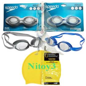 Speedo/national Geographic 027556563162 Palma Swim Goggles 2-pk With Cap Unisex One Size