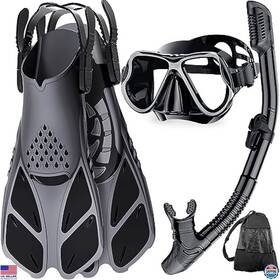 B086pfvvvj Stanley Snorkel Set With Panoramic Mask Anti-fog Adjustable Fins And Travel Bag