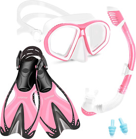 Supertrip Kids Snorkeling Set Adjustable Swim Fins Pink S M Supertrip Kids Snorkeling Set Adjustable Swim Fins Pink S M