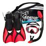Sv-set6-b-l Seavenger Voyager Snorkeling Set Short Trek Fins Dry 726084063242