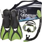 Sv-set6-bs-gn-l Seavenger Diving Snorkel Set Black 814632024170
