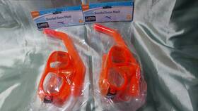 39861401k24 Swimgear Junior Snorkel Swim Mask Pc Lens Orange Adjustable Ages 4 - 2 Pack