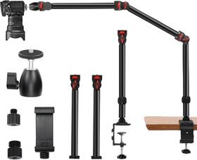 Tsus-184 Taisioner Overhead Camera Mount Desk Stand 3-section Articulated Arm With Heavy Black