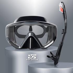 Top Vision Outdoor Sports 744110736281 Snorkel Set Pano 3 Window Adult Snorkeling Gear Professional Goggles