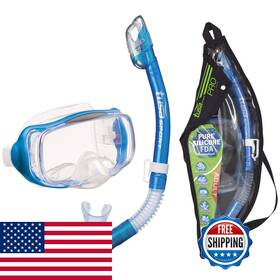 Tusa B07wh4c7ll Sport Adult Imprex 3d Purge Mask And Dry Snorkel Combo Fishtail Blue