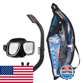 Tusa B07wkc755d Sport Adult Liberator Mask And Snorkel Combo Black/black With Reusable Bag