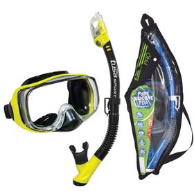 Uc-3325p-bkfy Tusa Snorkeling Set Black Flash Yellow Silicone Mask Snorkel Dry Technology