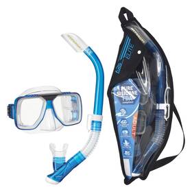 Uc-5019p-cb Tusa Sport Adult Liberator Mask And Snorkel Combo Clear Blue W/reusable Bag