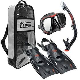 Up-2521b-bkr-l Tusa Used Snorkeling Set - M/s/f Large Black/red