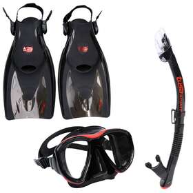 Up-2521b-bkr-m Tusa Used Powerview Adult Dry Travel Set - Black/red Medium