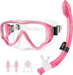 U Phitnis 313113032029 Kids Snorkel Set For Age 4-14 - Dry Top Snorkeling Gear Junio