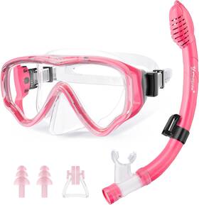 U Phitnis 726084425149 Kids Snorkel Set For Ages 4-14 - Dry Top Snorkeling Gear With Mask And