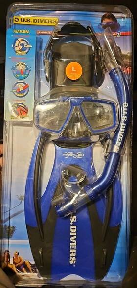 U.s. Divers 053242197021 Adult Snorkeling Set Sz Large 10-13 Brand New Snorkel Fins And Mask