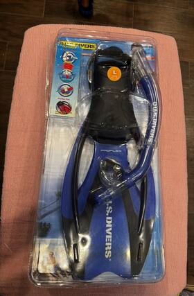 U.s. Divers 276453 U.s. Proflex Snorkel And Fin Set Blue Large Size 10-13 Mpn
